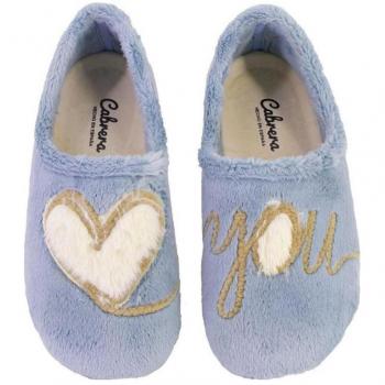 CABRERA 3145 Zapatillas de casa cerrada de mujer azul corazón 623