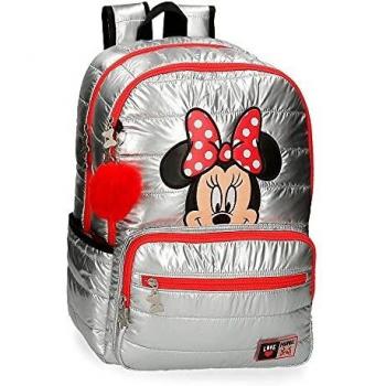 Disney Minnie My Pretty Bow Mochila Escolar Doble Compartimento Adaptable a Carro Gris 32x44x17 cms Poliéster 23,94L