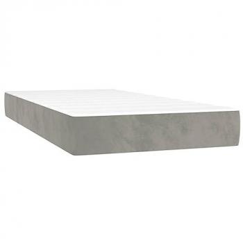 Colchón de muelles ensacados terciopelo gris claro 90x210x20 cm