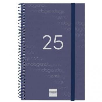 Finocam - Agenda Espiral Year 2025 Azul Catalán, Semana Vista Horizontal, Enero 2025 - Diciembre 2025 (12 meses), dimensiones E5-117x181 mm
