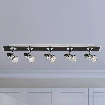 Plafón de techo ajustable Comet 80cm cromo y negro mate con 5 puntos de luz GU10