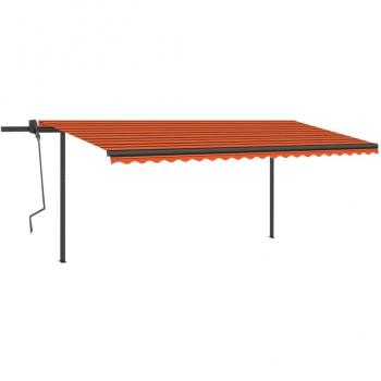 Toldo retráctil automático Día y Noche con postes naranja y marrón 5x3 m