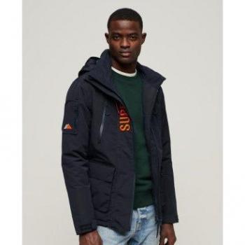 Chaqueta cortavientos Ultimate marino Superdry para hombre con capucha, color negro y naranja, talla L