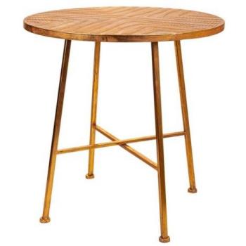 Mesa de Centro Wanderlust Deco de Metal Resistente con Diseño Moderno 60x60x60.5 cm, color dorado