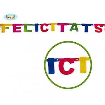 Letrero Felicitats de 11 x 104 cm para decorar