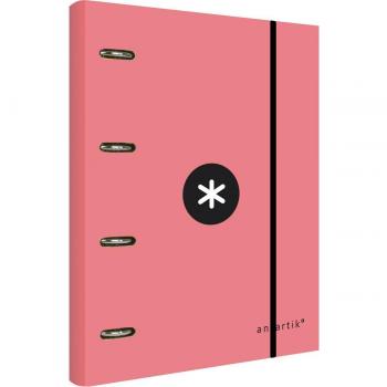 Carpeta Liderpapel Antartik A4 Cuadro 5mm Forrada 4 Anillas 40mm Redondas Color Coral con Recambio
