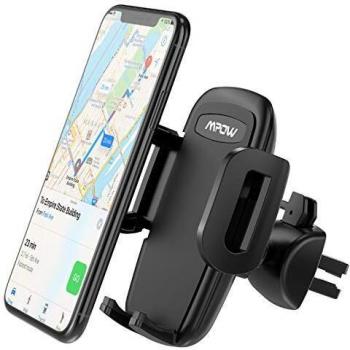 Mpow Soporte Coche Móvil, Soporte Móvil Coche Rejillas del Aire con Abrazadera Ajustable de 3 Niveles, Rotación de 360° del Soporte de Automóvil para iPhone12 Pro Max/12 Pro/12/11/SE/8/ Galaxy S20/S10