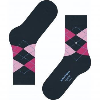 Calcetines de mujer Burlington Queen con diseño de zigzag, color azul y rosa, talla 36-41