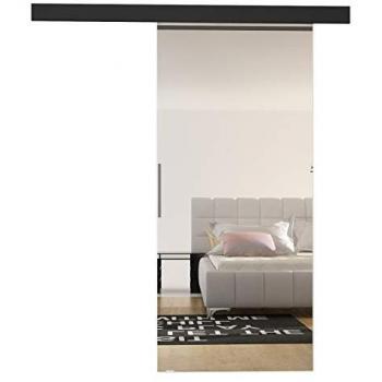 Puerta Corredera con Espejo Frontal Opera 90 II y Tiradores de Aluminio, Sistema de Auto-Cierre