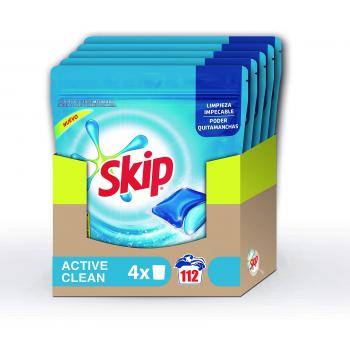 Skip Active Clean Detergente Cápsulas para Lavadora - Paquete de 4 x 28 lavados - 112 lavados