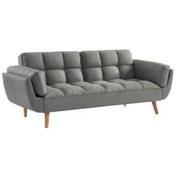 Sofá cama de 3 plazas de tela LOELINE - Gris jaspeado