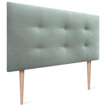 Cabecero Acolchado Capitonné 8cm Grosor Tapizado en Tela Acualine Verde Agua 90x115cm con Patas para Camas 70/80/90