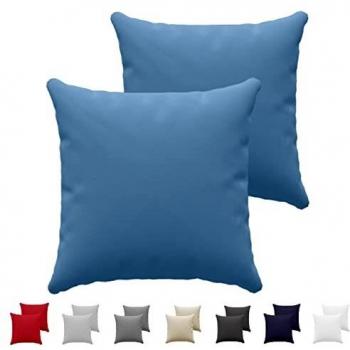 Dreamzie Juego de 2 x Fundas de Almohada 65 x 65 cm Azul 100% Algodon Jersey - Funda de Almohada Algodon 65 x 65 cm - Funda Cojin para Cama 65 x 65 cm - Protector de Almohada