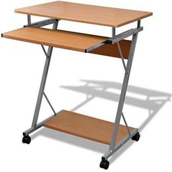 vidaXL Compact Computer Desk with Pull-out Keyboard Tray Brown