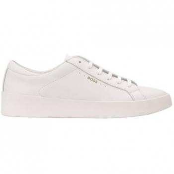 Zapatillas BOSS Belwar blancas de cuero para hombres, modelo Tenn Lt 10249923, tamaño EU 44