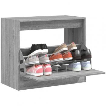 Zapatero Armario Estantería para Zapatos de Madera de Ingeniería Color Blanco, Marrón Roble y Roble Ahumado 80x42x69 cm