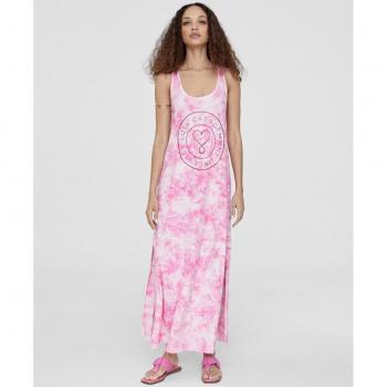 Vestido largo de tirantes tie dye more is more rosa