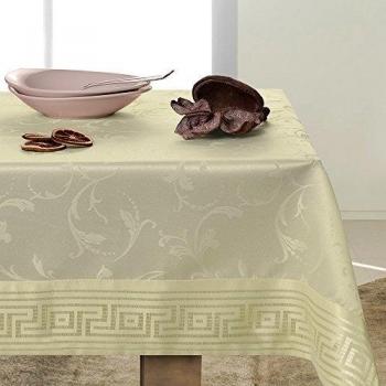 Crema Mantel Mesa parra parra paño bordado diseño elegante Práctico Fácil de Limpiar con ribete fleckgeschützt Modern Ares, plástico microfibra, beige, 140x300