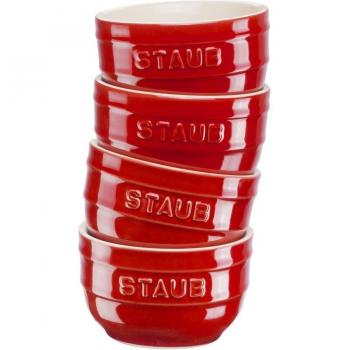 Staub - Set de 4 Ramekines Flaneras de Cerámica Esmaltada, Ideal para Flanes y Postres