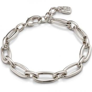 UNO de 50 Medium Oval Link Silver-Plated Bracelet with Lobster Clasp