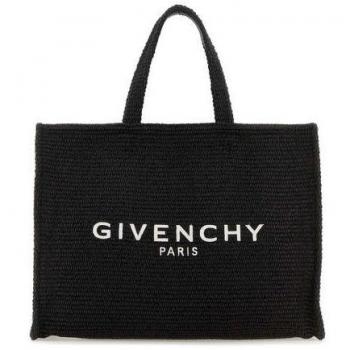Givenchy Women's G-Tote Soft Medium Black Raffia Tote Bag - One Size