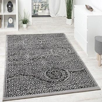 Alfombra De Diseño Pelo Corto Clásica Mosaico Aspecto De Piedra Gris Plata, Grösse:80x300 cm