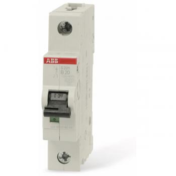 ABB S201-B20 Miniature Circuit Breaker, 1-pole, B Curve, 20A