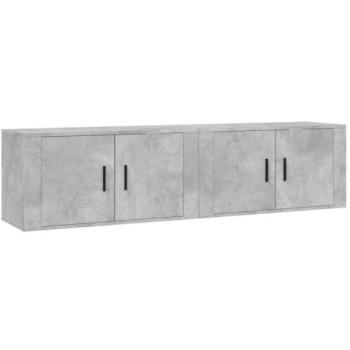 Mueble de TV de pared estantería multimedia aparador 2 piezas 80 x 345 x 40 cm gris