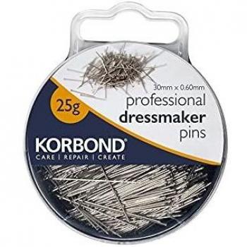 KORBOND Alfileres Profesionales de Costura extrafinos con Estuche, para Acolchados, labores, Textiles del hogar, confección, sastrería, Apliques, Silver, 25 g