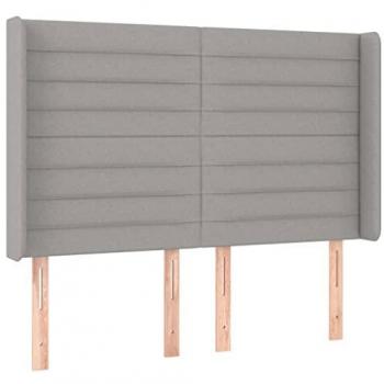 Cabecero con LED de tela gris claro 147x16x118/128 cm