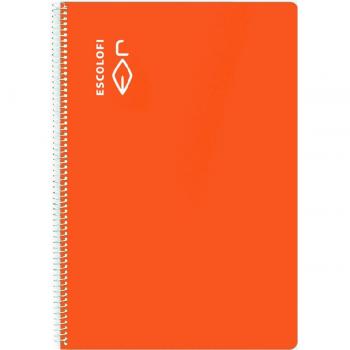 Escolofi Cuaderno Espiral A5 50 Hojas 70g/m² Pauta de 2,5mm con Margen Tapa Dura Color Naranja