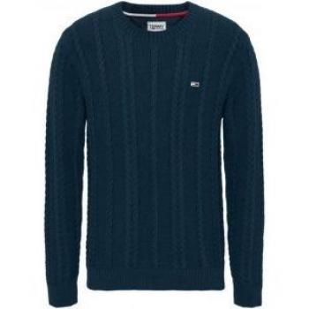 Tommy Hilfiger Navy Blue Cable Knit Crew Neck Sweater for Men, Size L