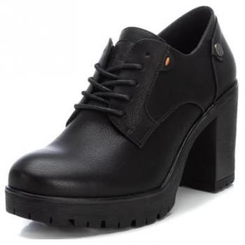 Mocasines de mujer Refresh con tacón alto y cordones, color negro, talla 41