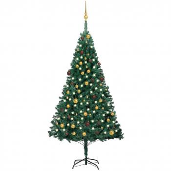 vidaXL Artificial Pre-lit Christmas Tree with Ball Set Green 210 cm PVC