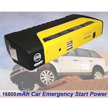 DinTo 16800 mAh Mini coche arranque mAh multi-función Dual USB, 3 LED luz batería externa cargador para Smartphone vehículo portátil enchufe británico etc