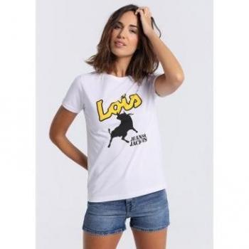 Camiseta de manga corta blanco Lois Jeans - Tallaje en Pulgadas