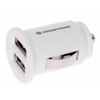 CARGADOR USB CONCEPTRONIC POWER2GO 5V 2XUSB 2.4A PARA COCHE BLANCO BULK