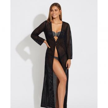 Selmark - Vestido de playa en zigzag calado