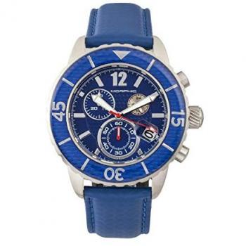 Morphic M51 Men's Chronograph Watch with Date - Blue Leather Band, Stainless Steel