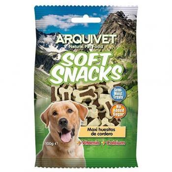 ARQUIVET Soft Snacks Maxi Huesitos de Cordero 100 gr para Perro - Snacks en Forma de huesitos - Golosinas, chuches, premios y recompensas caninas - Alimento complementario