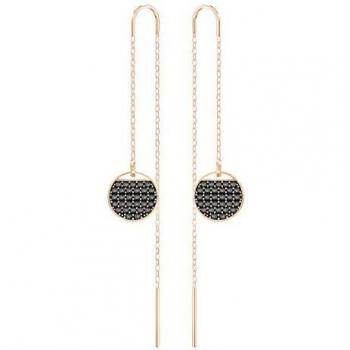 Swarovski Pendientes Ginger Chain de Mujer, Gris, Baño de oro rosa