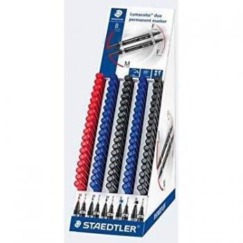 Rotulador Permanente Staedtler Lumocolor Duo Expositor 90 Unidades Punta F 0,6 mm y Punta M 1,5 mm Colores Surtidos