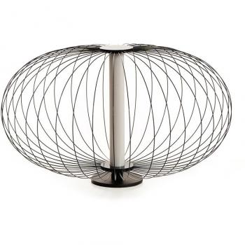 Lámpara de Mesa LED Mizar de Maple Blanco y Lámpara de Mesa LED Argonauta con Pantalla de Acero Negro Brillante 50x50xh. 29 cm