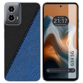 Funda de Silicona para Motorola Moto G34 5G con Diseño de Cuero y Dibujos
