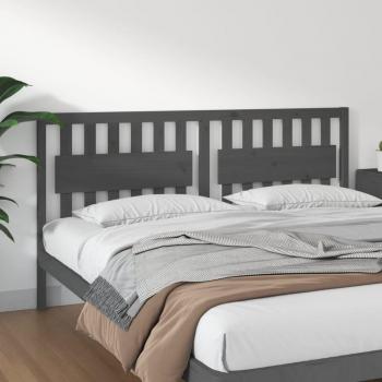 Cabecero de cama madera maciza de pino gris 185,5x4x100 cm