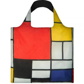 LOQI Museum Piet Mondrian Composition Red Yellow Blue and Black Canvas & Beach Tote Bag, 50 cm, 20 L, Multicolour