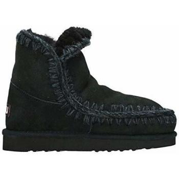 MOU Women's Flat Ankle Boots, Black, Size 38 (US Size 8), Clic Short Eskimo Style, Suede