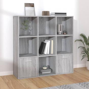 Estantería de madera contrachapada 98x30x98 cm en color blanco, negro y roble sonoma, ideal para oficina, estudio, sala de estar y dormitorio; mueble de almacenaje y librería