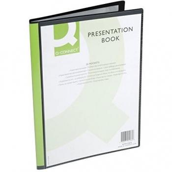 Q-Connect KF01265 20-Pocket Presentation Book - Black