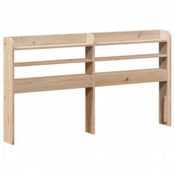 Cabecero de cama con estantes madera maciza de pino 135 cm Marrón